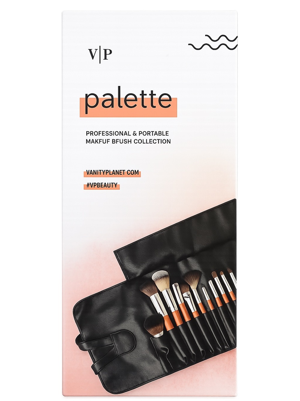 VP Palette 12-Piece Makeup Brush Set in Black and Peach